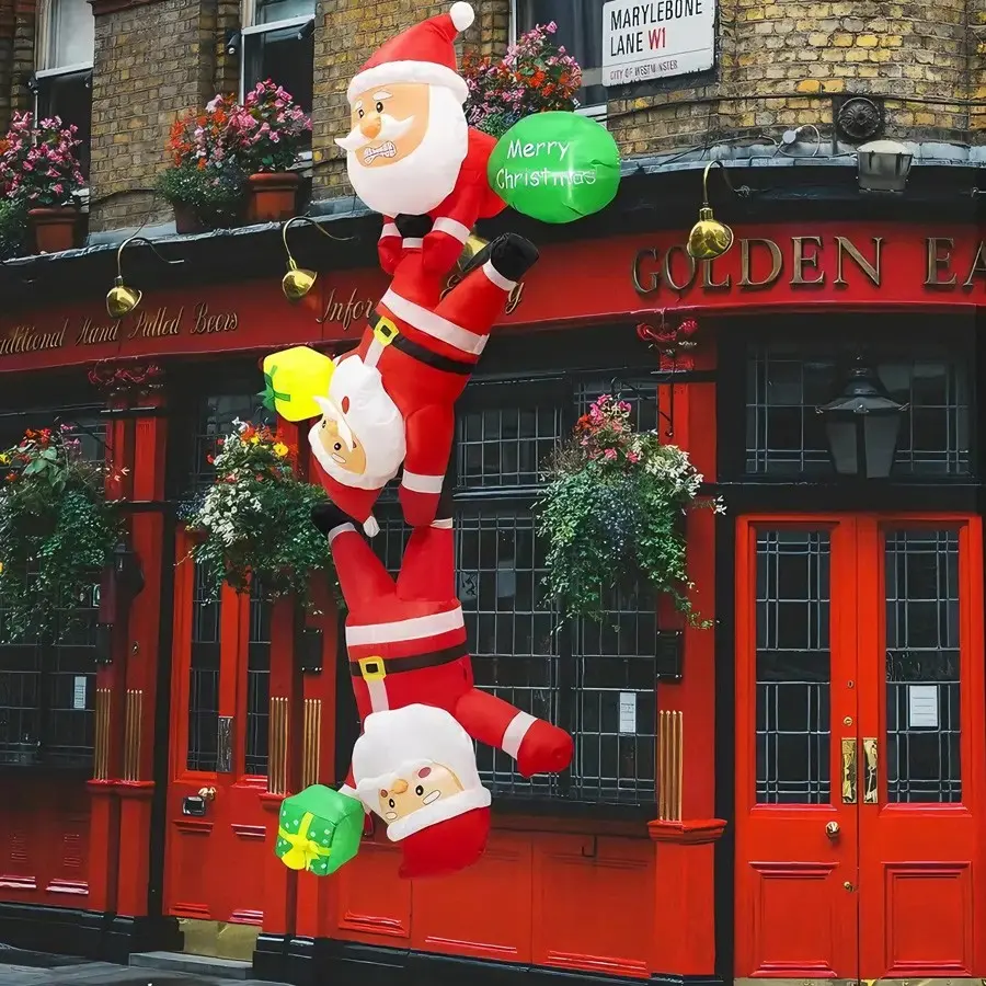 8-Foot Hanging Inflatable Santa Claus, Lighted Outdoor Christmas Decoration, Requires Blower, Creative 3D Inflatable Model for Home Decor, Holiday Ornament