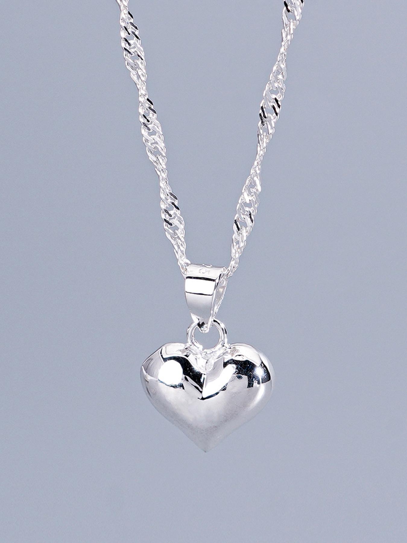 S925 Sterling Silver Heart Shaped Pendant Necklace for Women, Heart Design Necklace, Adjustable Necklace for Gift with Box, Elegant Jewelry for Daily Decor