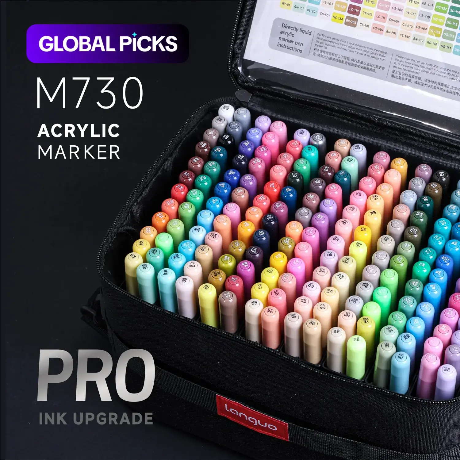 Blue Fruit M730 Pro Acrylic Markers, Art Marker Pens, 48/72/96/192 Colors, Smart Ink System, Large Capacity, Durable, Soft Tip, Ideal for Art & DIY #GLOBAL PICKS