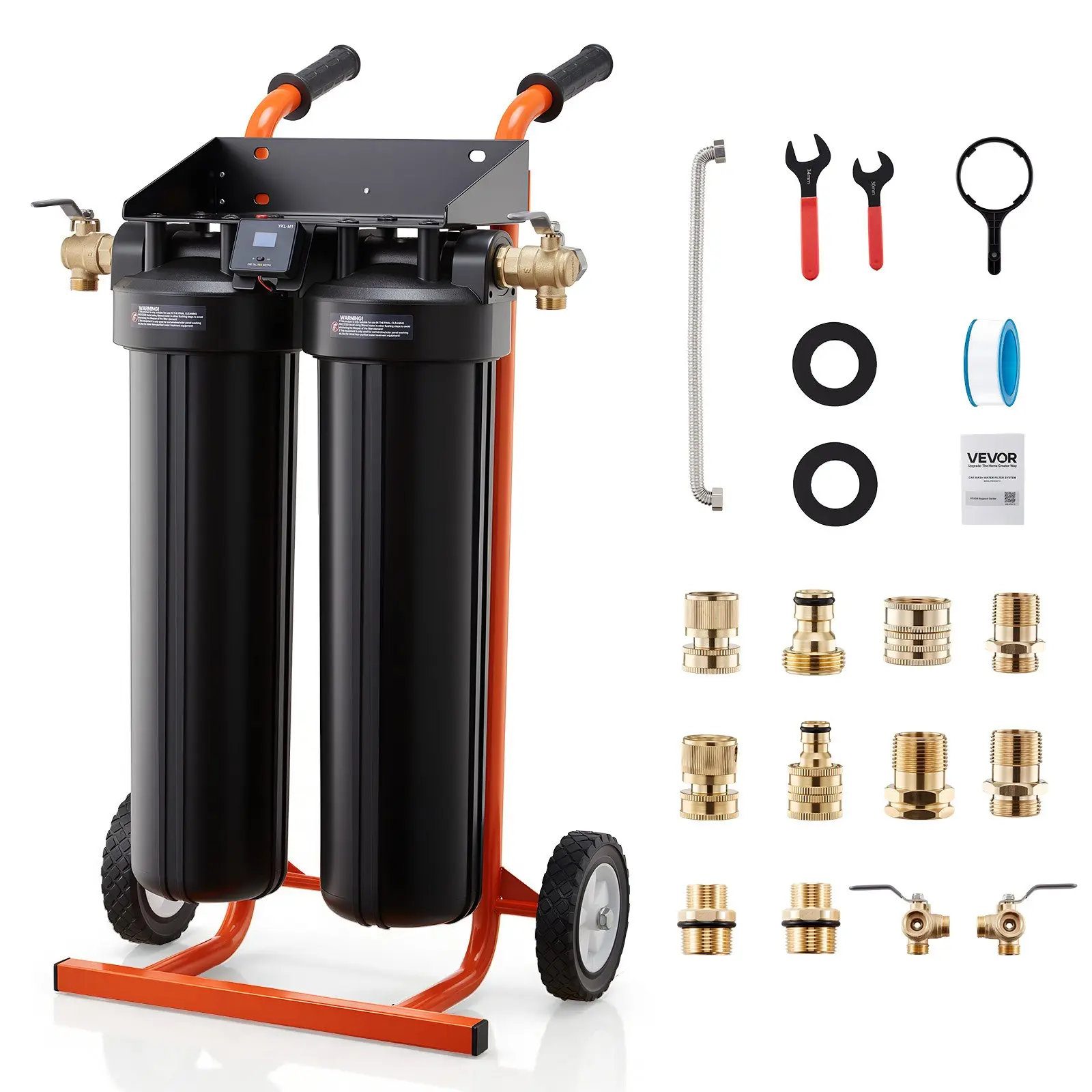 VEVOR Deionized Water System for Car Wash, Spotless Car Wash Water System with 2x 4L DI Resin, Bypass Valve TDS Meter, Portable Sport-Free Water Deionizer Filter for Cars RVs Windows