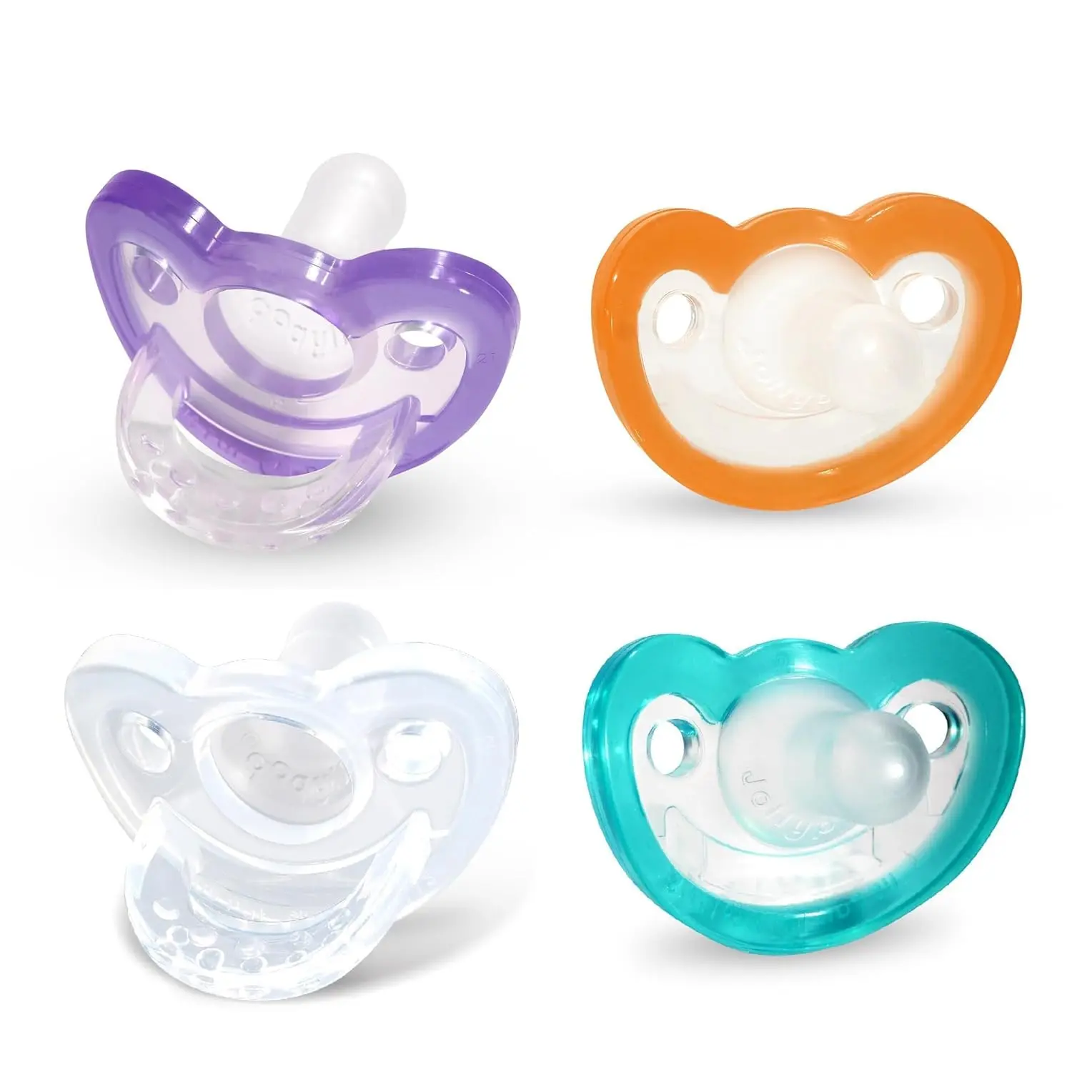 Orthodontic Pacifiers 4-Count Set, Medical-Grade Silicone, BPA-Free, Natural Shape, for 0-3 Months & 3+ Months Babies, Hospital & NICU-Used