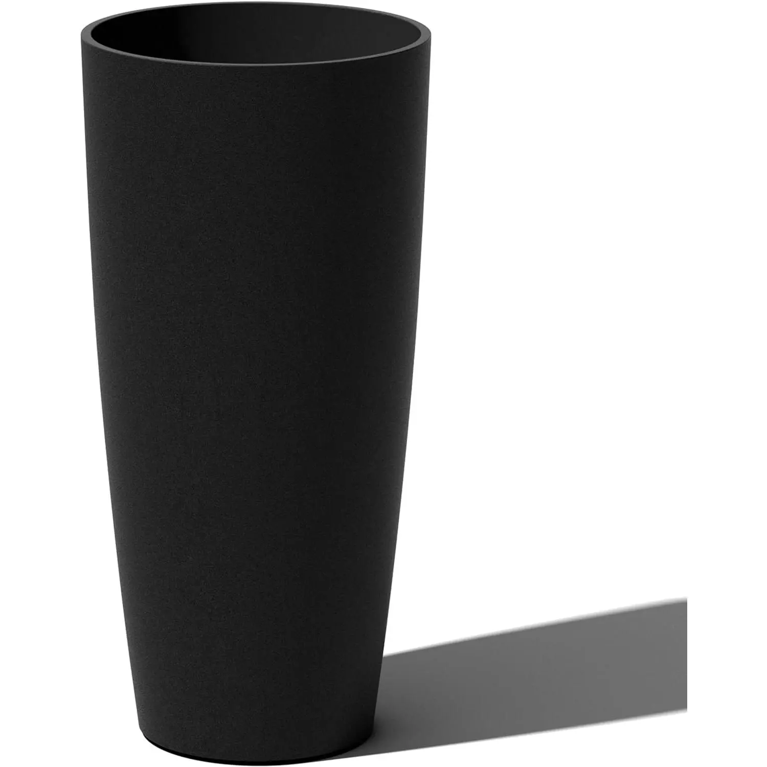 Mason Series Vega Planter - Round Tall Planter for Indoor or Outdoor Porch/Patio | Made from Plastic-Stone Composite with Drainage Holes | Modern Décor for Flowers, Interior Plants