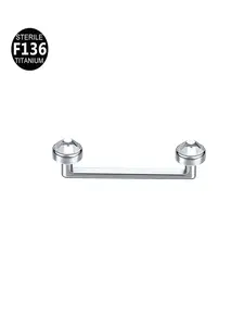 14g Titanium Surface Piercing Barbell, Dual Crystal Inner Thread, Right Angle Czech Drill, Bone Insert, Skin Implant, 10/12/14/16mm, Body Piercing Jewelry