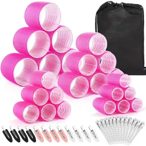 Hair Rollers 48 count Set, 24count Hair Rollers 4 Sizes and 24 count Hair Clips for Long Medium Short Hair