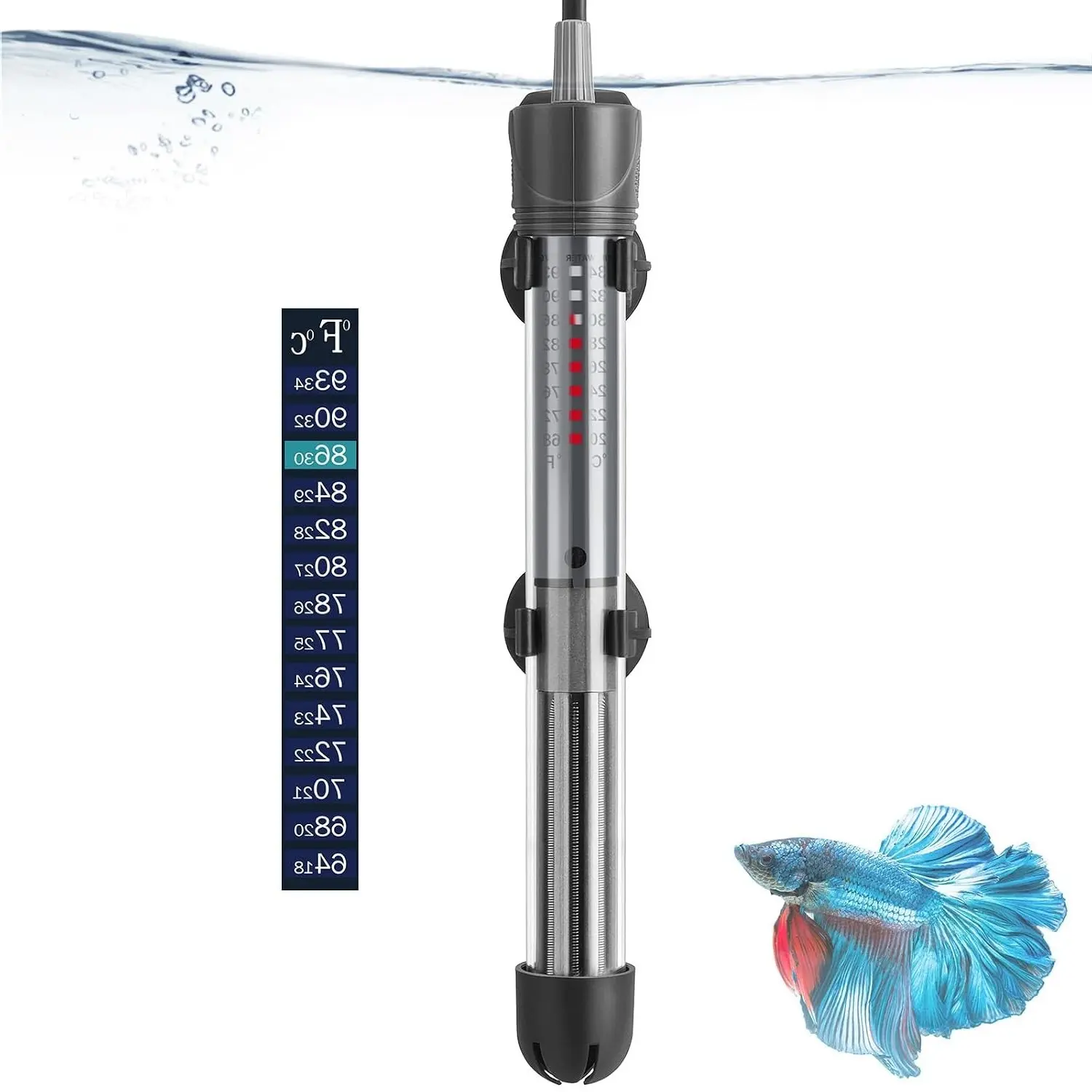 100W Adjustable Submersible Aquarium Heater with Thermostat and Suction Cups for 12-30 Gallon Fish TanksGift