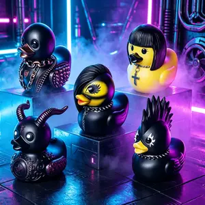 10pcs\5pcs Gothic Horror Magic Ducks Set, Punk Death Rock Duckies, Valentina Lady Goose, Home Decor Collectibles, Unique Fantasy Accessories