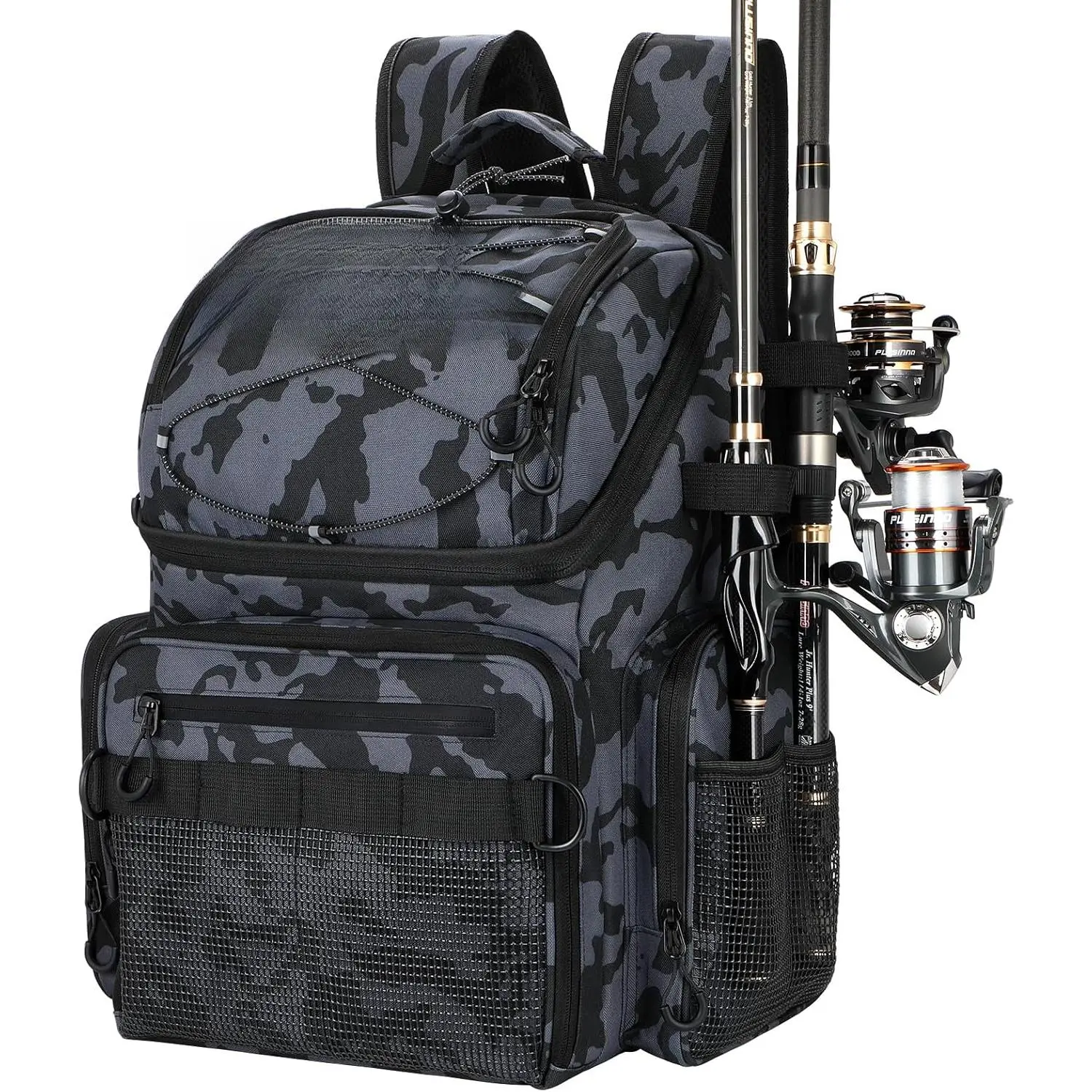 Cooler Fishing Backpack with Rod Holders 45L Large Water-resistant Fishing Tackle bag Store Fishing Gear Fishing Gifts for Men Father