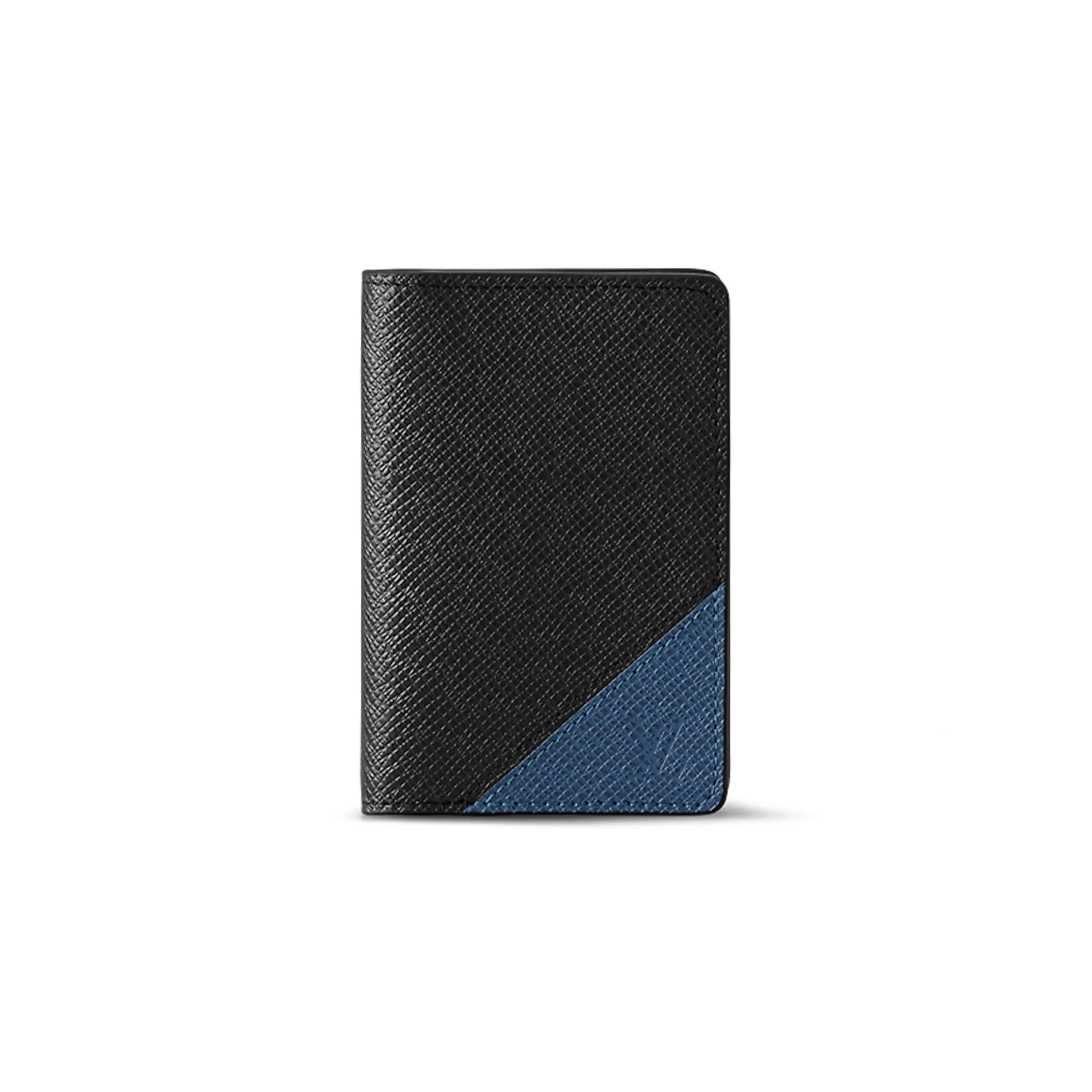 Louis Vuitton Taïga Leather Bifold Wallet for Men - Black, Peacock Blue, Croc-Pattern, Grain, Artisanal, Combination, Boxed Men's Wallet, Croc-Pattern Men's Wallets, Grain Men's Wallets