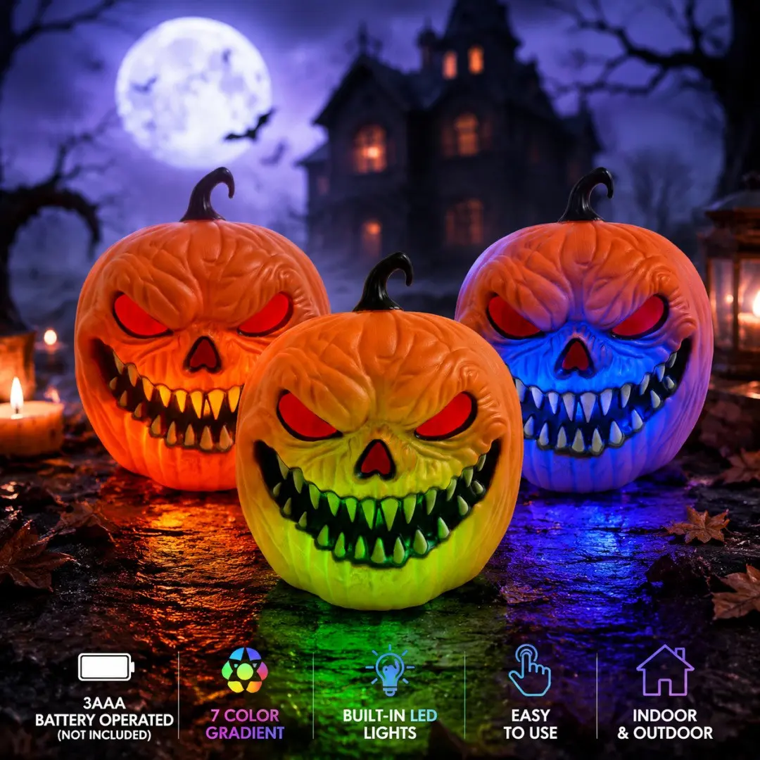 Halloween Sound Activated Light Up Pumpkin Lamp, Horror Screaming Electronic Decor Light, Auto Sound & Light Induction Pumpkin Prop For Bar Scene Layout, Spooky Atmosphere Ornament For Haunted House Party Window Yard Decor, Creative Induction Lighting Acc