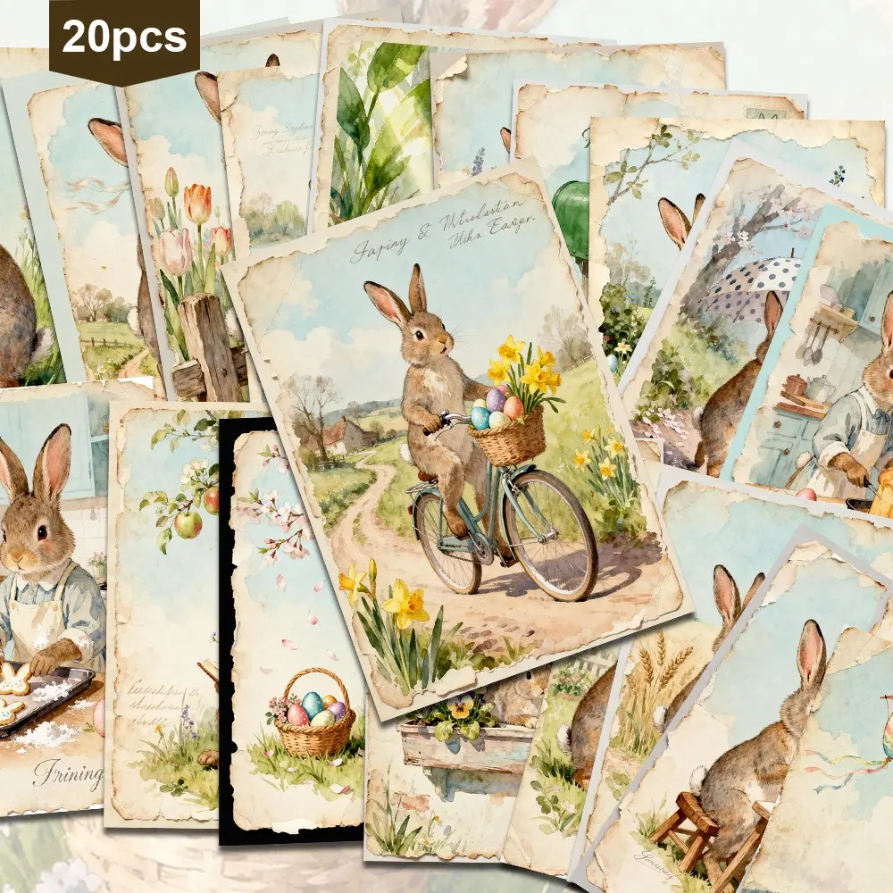 20 Vintage Watercolor Easter Holiday Postcards, Peter Rabbit Decorative Cards, Spring Festival Photo Cards, DIY Craft Supplies, Scrapbook Background Paper