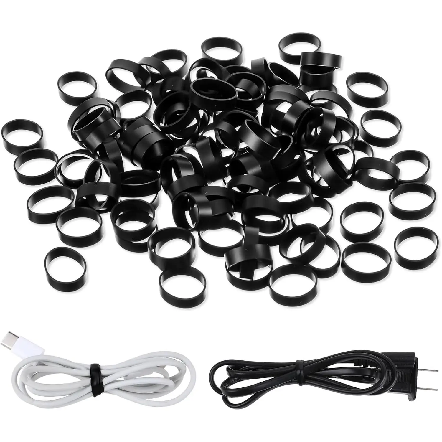 150 Pieces 0.5 Inch Small Elastic Silicone Rubber Bands Black Strong Rubberbands Heavy Round Siliconebands for Wire Cord Cable Wrapping, Bundle