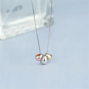 New Simple Temperament Three-color Angel Egg 925 Silver Jewelry Golden Bean Clavicle Chain Pendant Necklaces
