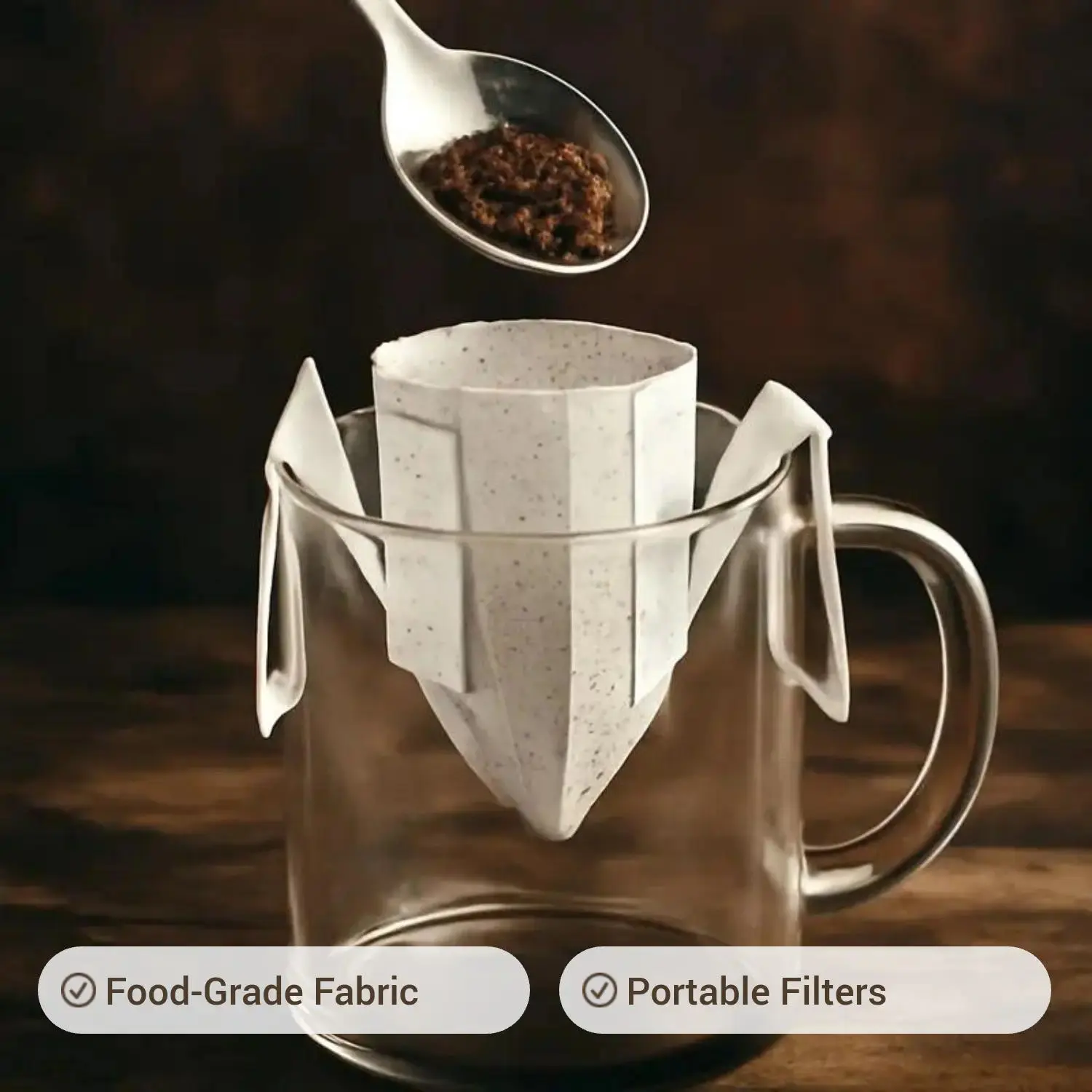 50-Pack Disposable Hanging Ear Coffee & Tea Filter Bags – Food Grade Non-Woven Single Serve Drip Filter Pouches, Portable Loose Leaf Tea & Herbal Infuser Bags, Brew Filter Sachets for Home, Office, Travel, Camping & Outdoor Use Tea Brewing Tool