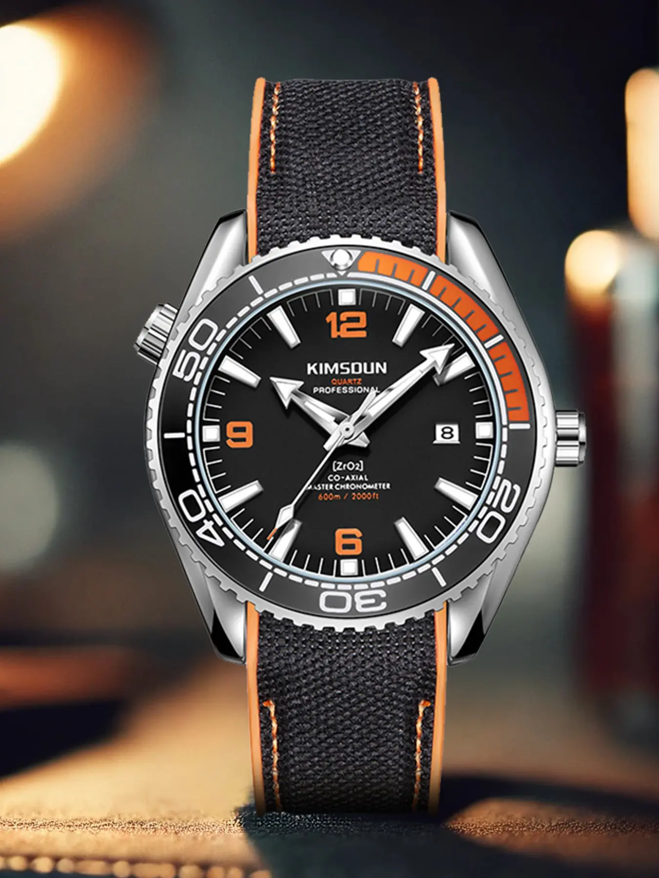 A men's orange tape paired with a black mesh soft, skin friendly, non stick circular gear shape, big numbers for easy reading, night light, waterproof calendar, fully automatic Analog mechanical watch Automatic Watches