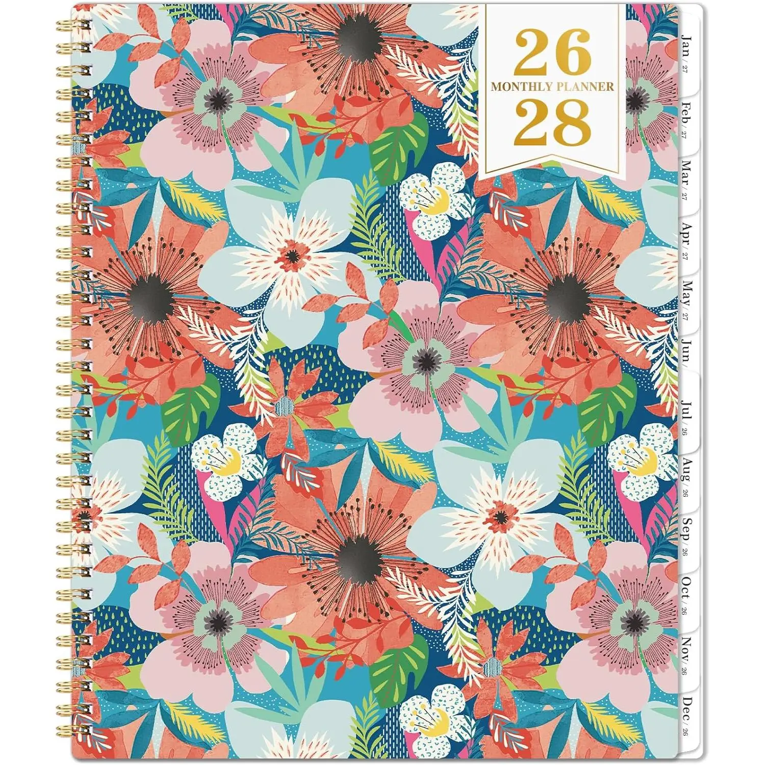 Monthly Planner 2026-2028 - 2 Year Planner 2026-2028, July 2026 - June 2028 | 2  Monthly Planner, 9" x 11", Two Year Calendar Planners with  Pocket, -wire Binding, Tabs - Floral
