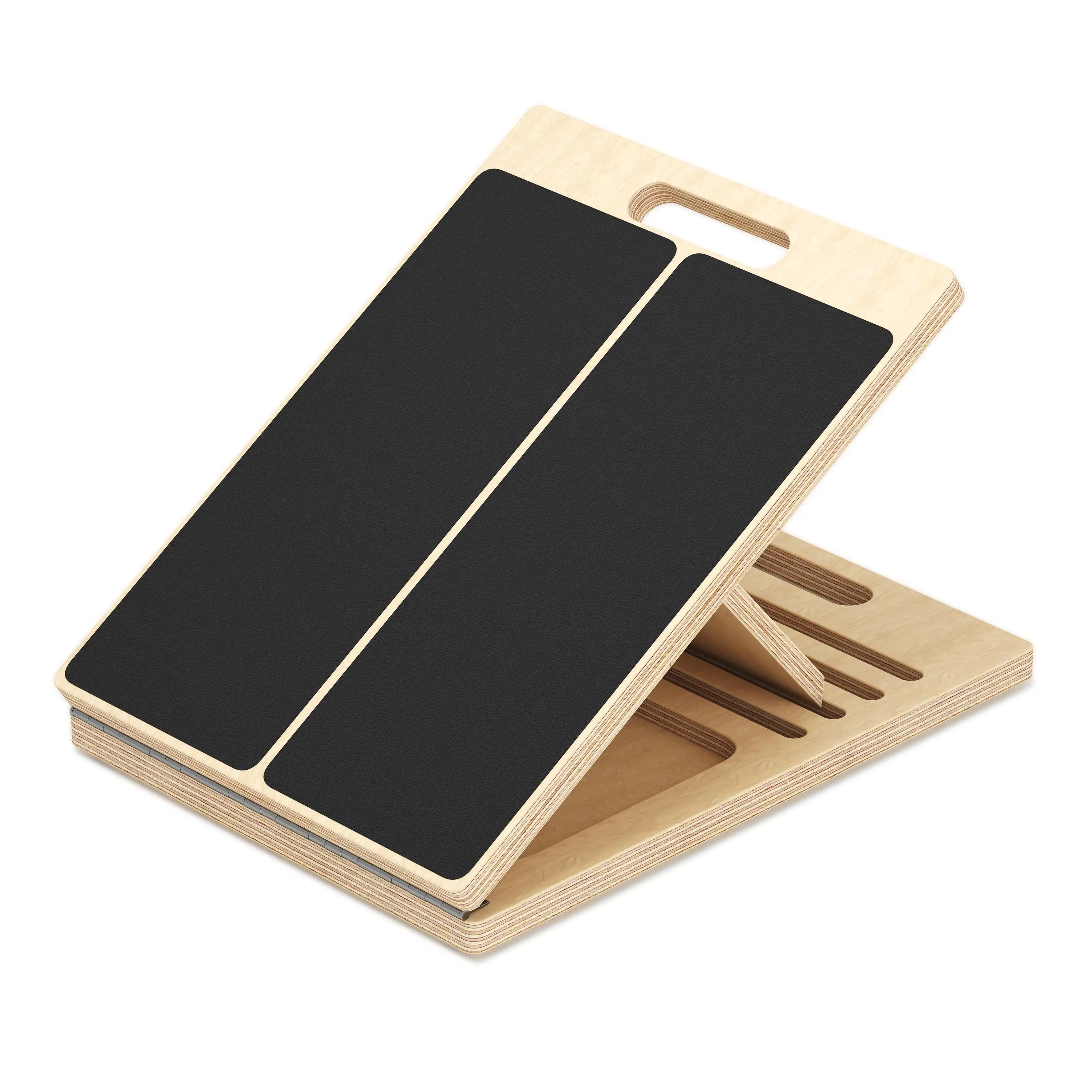 Multi Layer Hardwood Multi Adjustable Gear Calf Stretch Slant Board Anti Slip Sand Pedal Surface Front Hand Carry Handle High Load Portable Home Stretch Balance Trainer