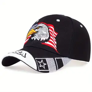 Unisex USA Flag Eagle Embroidered Sports Outdoor Hat - Adjustable Outdoor Baseball Cap, Sunscreen Leisure Hat for Spring, Autumn Travel, Sports Outdoor Hats