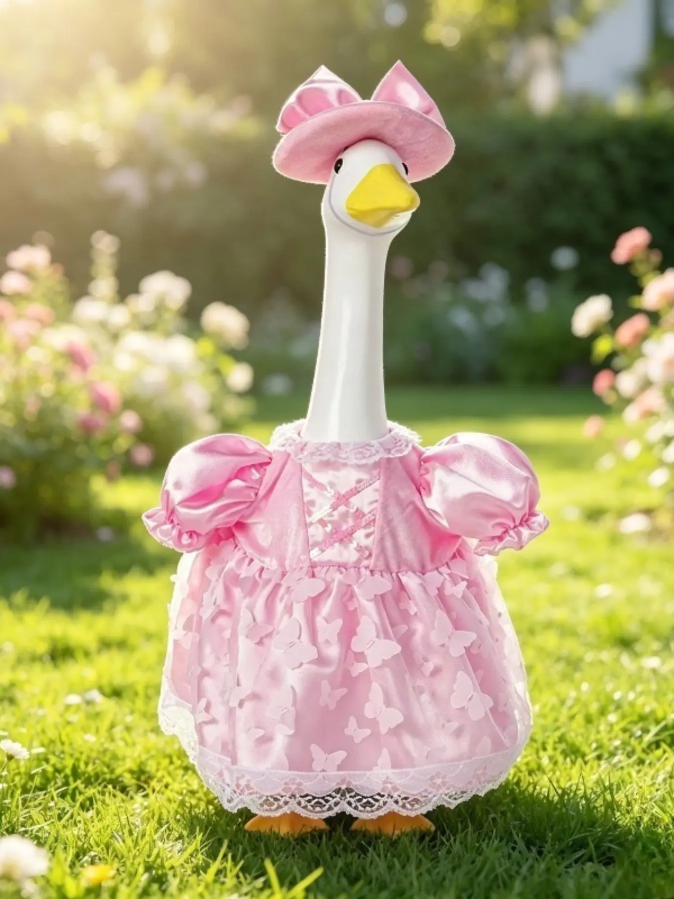 Yard Statue Costume Crown Bow Sunflower Tutu Dress Outdoor Garden Farmhouse Party Dress Up Not Include Goose