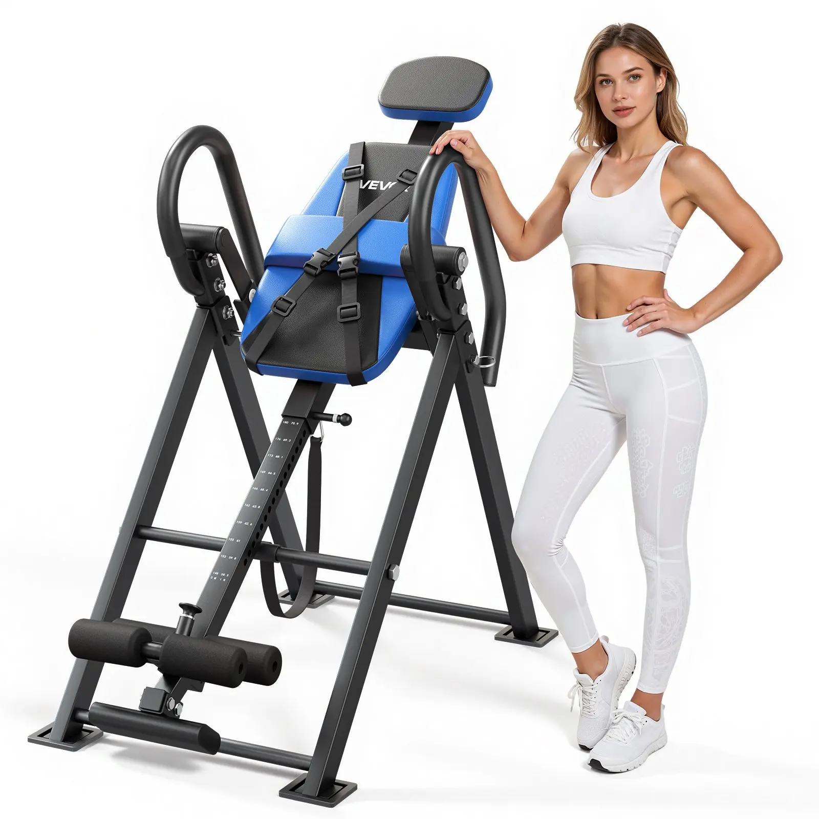 VEVOR Inversion Table, 300 lbs Capacity Heavy Duty Back Inverter Stretcher, Inverted Table with Dual-Roller Locking, Decompression Tables for Shoulders, Neck, Back, Multi-Angle Adjustable Tether Stra