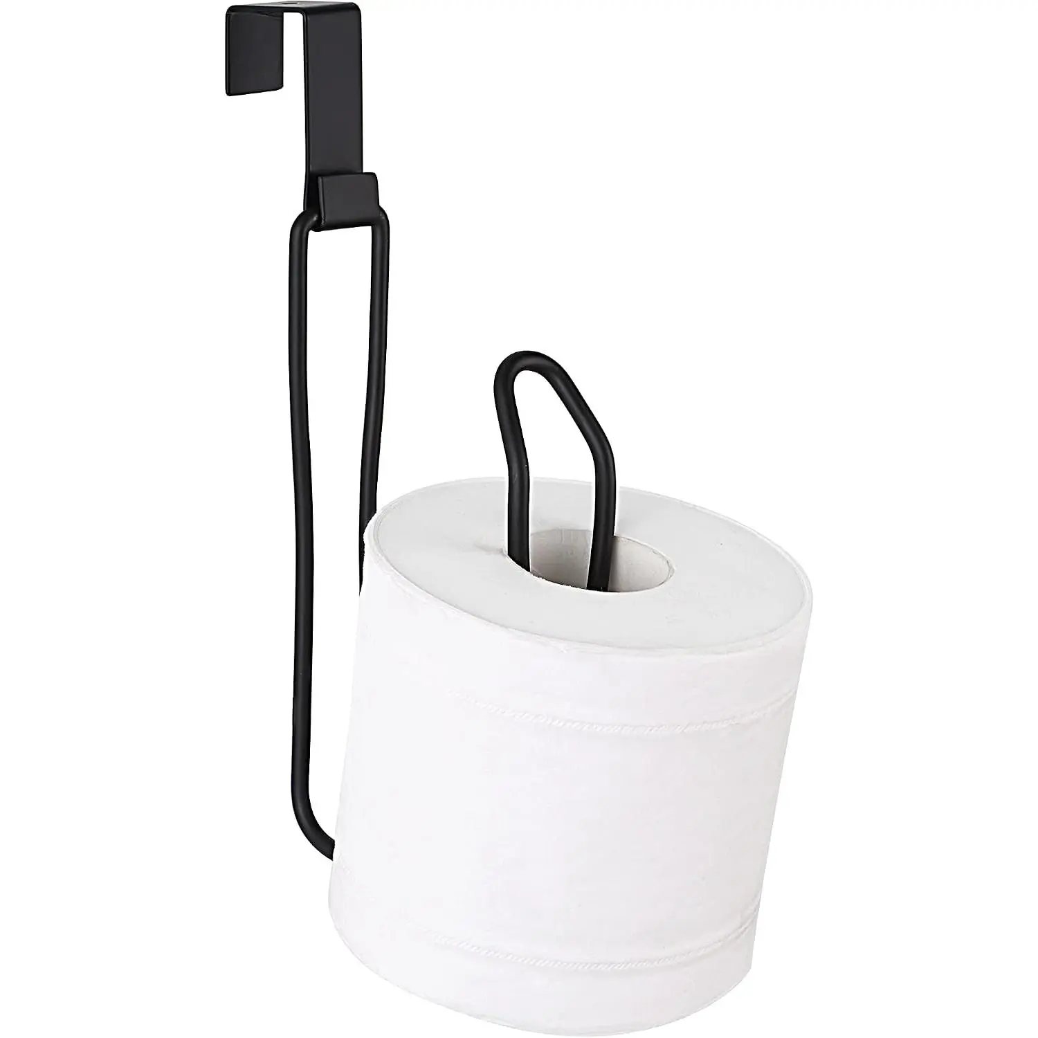 Over The  Toilet Tissue Paper Roll Holder Dispenser and Reserve for Bathroom Storage and Organization - Metal, , Holds 1 Roll (Black)