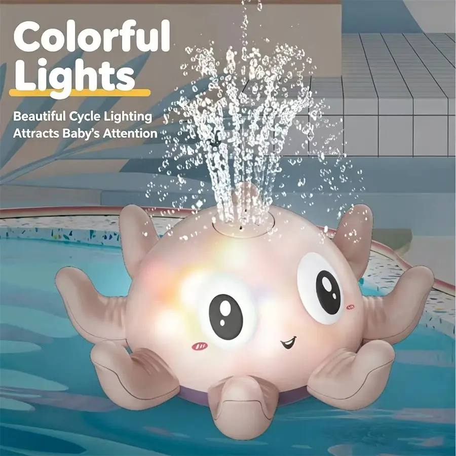 Baby Bath Toy Set, Infant Bathroom Electric Automatic Spray Water Glowing Octopus, Kids Playwater Toy, Fun & Safe Baby Shower Gift