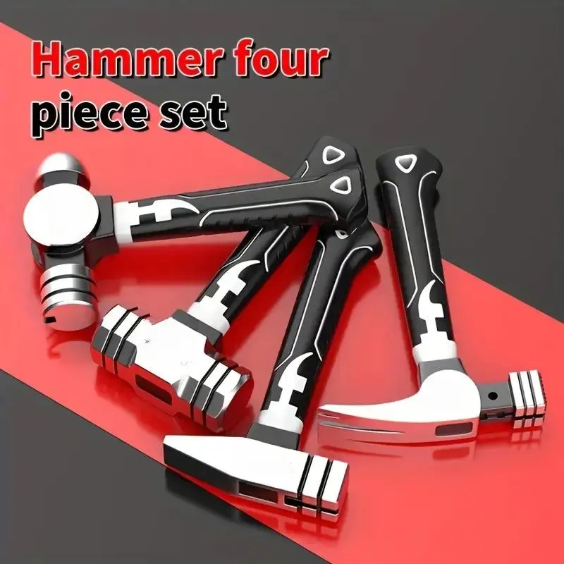 4-Piece Multi-Functional Short Handle Claw Hammer Set, High-Carbon Steel DIY Tools, Portable Tool Set, No Assembly Required, Tool Sets