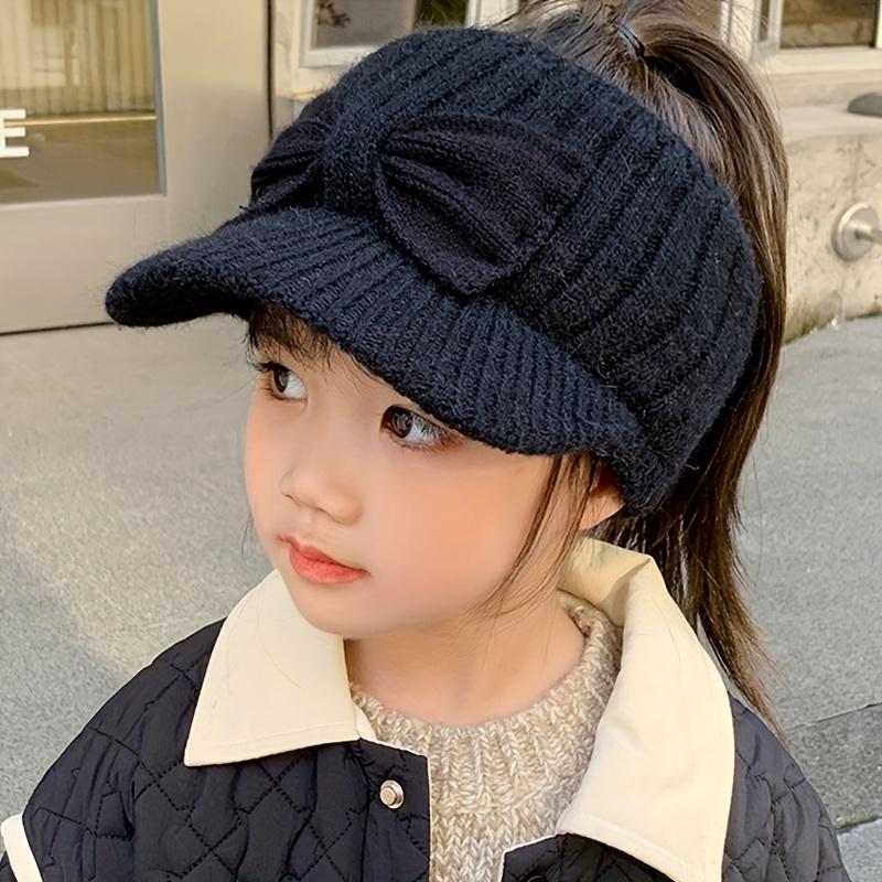 1pc Kids' Winter Cap with Cute Bow - Warm Duckbill Hat for Girls, Pink, Stretch Fit, Ear Warmer, Perfect for Fall/Winter Outdoor Activities, Cycling, and Hiking - Fits Ages 3-8, Winter Kids Wear |         Cute Animal Design |         Stretchy Fabric Hat