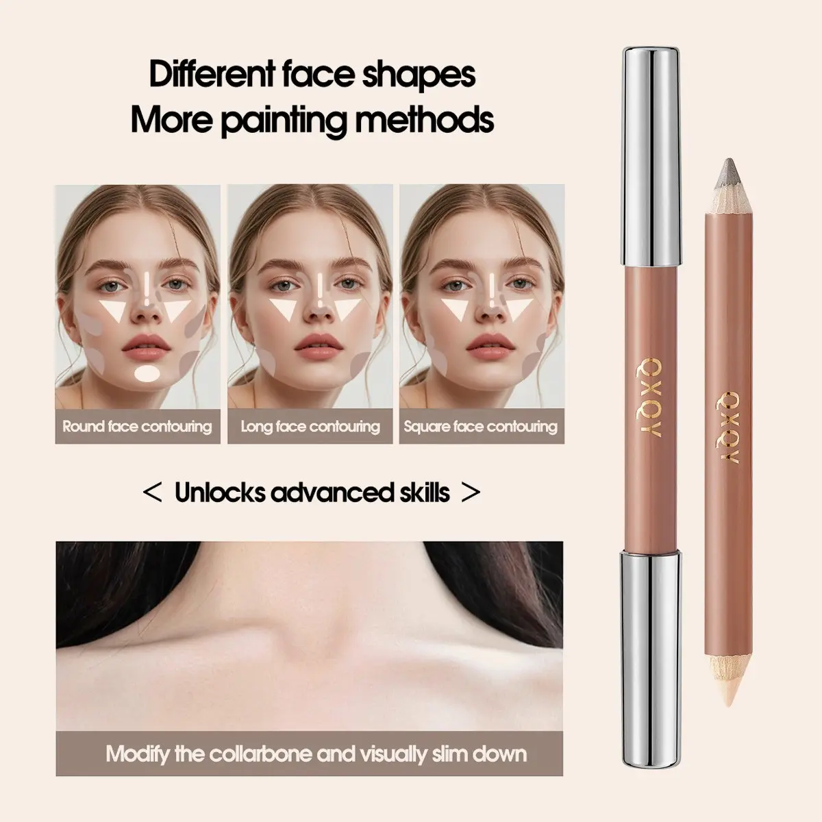 Dual-Ended Precision Highlighter Concealer Brush, Fine Tip Glitter Pencil, Vegan Makeup Tool, Ideal for Highlighting and Contouring