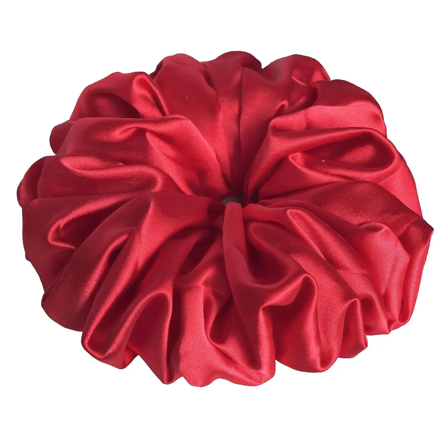 30 Colors , Large Stretch Satin Hair Scrunchie, Solid (Red) |  5.5 inches, Hair Accessory for Women, Soft Voluminous Ponytail Holder, Elegant Hair Tie, Stylish Holiday .