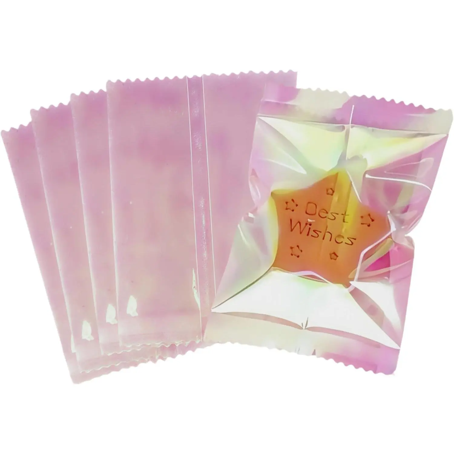 100 count Clear Iridescent Cellophane  Bags Cookie Candy Wrappers | 2.36x3.54 inch, Holographic, Heat Seal, Individual Bakery Package, Birthday Party Favor, Homemade  Snacks