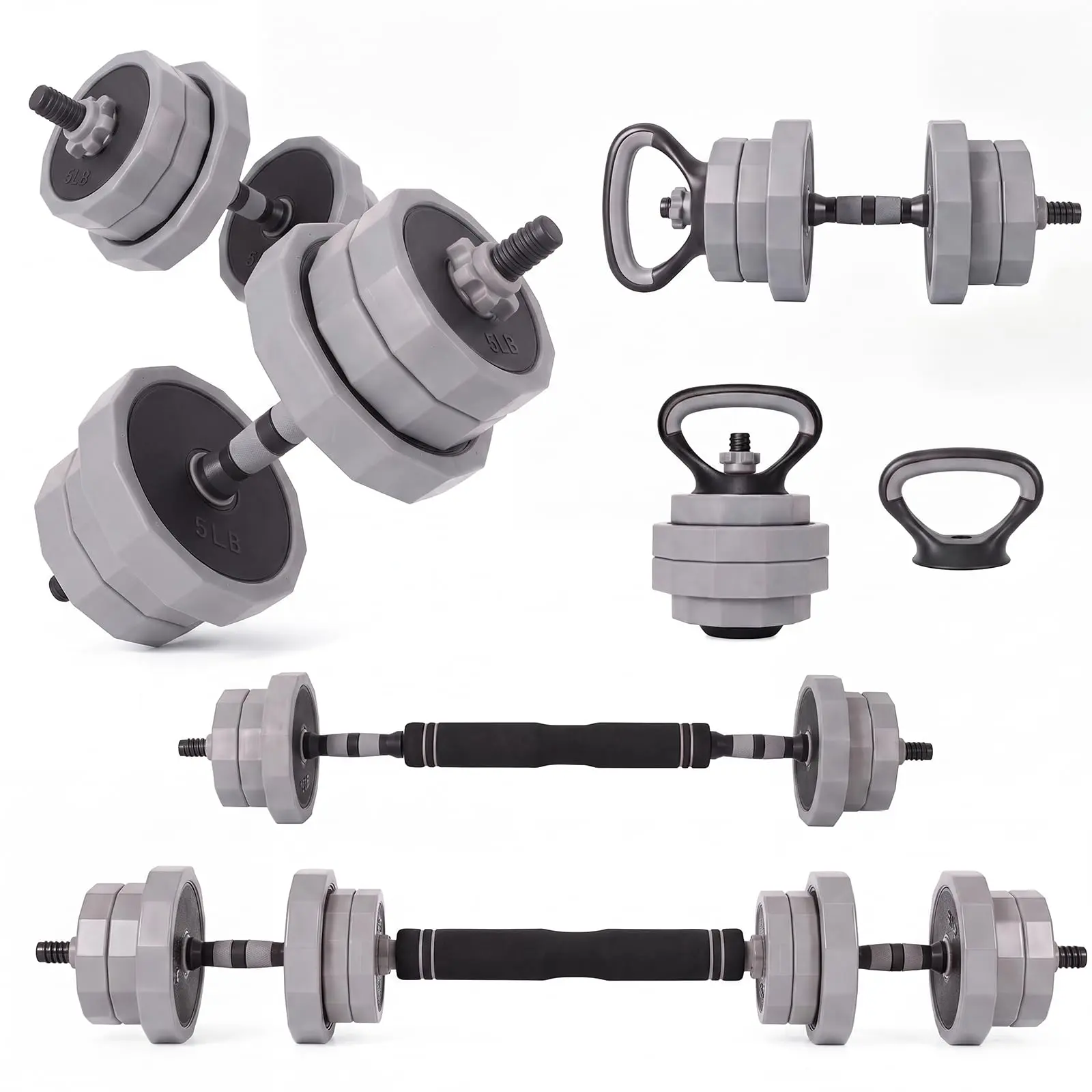 Adjustable Dumbbell Set, 45Lbs Free Weight Set with Connector | 4 in 1 Gym Set Used As Kettlebell, Dumbbell, Push Up Stand, Weight Plate