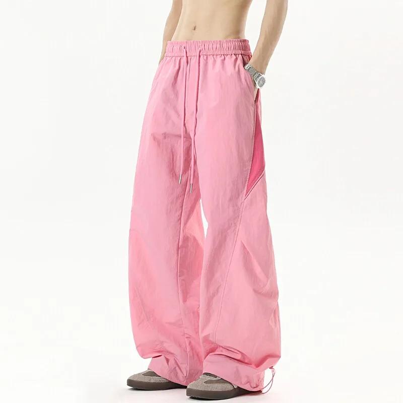 Kyn Apparel Dopamine Cool Color blocked Trendy Brand Street Dance Hip Hop Wide Leg Sports Pants Summer Thin Quick drying Parachute