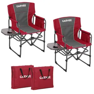 Heavy Duty Oversized Directors Camping Chair for Adults – 400 lbs Folding Outdoor Lawn Furniture with Side Table, Pocket, Beverage Holder – Comfortable, Portable for Camping, Beach, Fishing, Picnic, RV, Garden, Deck, Backyard, 2 Pack