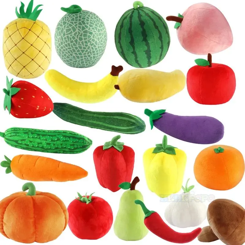 Soft Plush PP Cotton Fruits, Vegetables & Seafood Stuffed Dolls - Garlic, Strawberry, Broccoli, Watermelon, Pumpkin Designs - Collecting Toy for Babies (Education & Stress Relief Classic Novelty Toy), Unisex Names