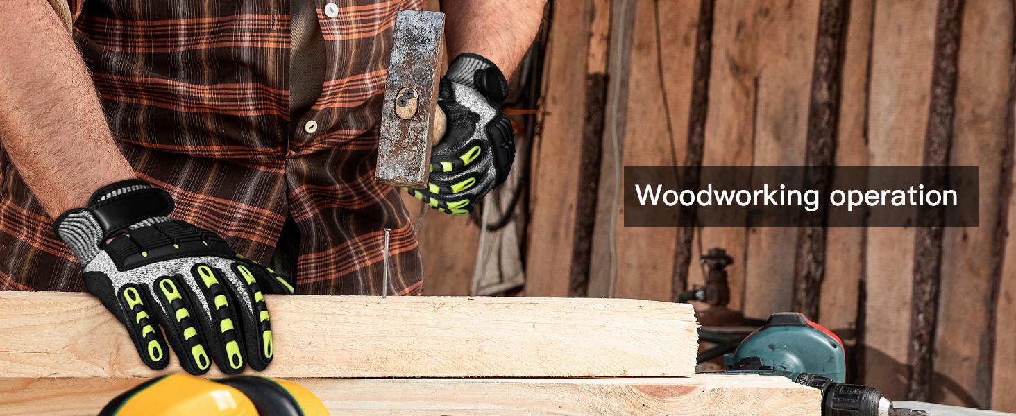 Anti-Cut &Impact Reducing Work Gloves for Men- ANSI Cut Level A5 with TPR Knuckle Guards & Shock Absorption, Nitrile Coated Palm for Maximum Grip, Heavy Duty for Construction, Warehouse, Auto Repair