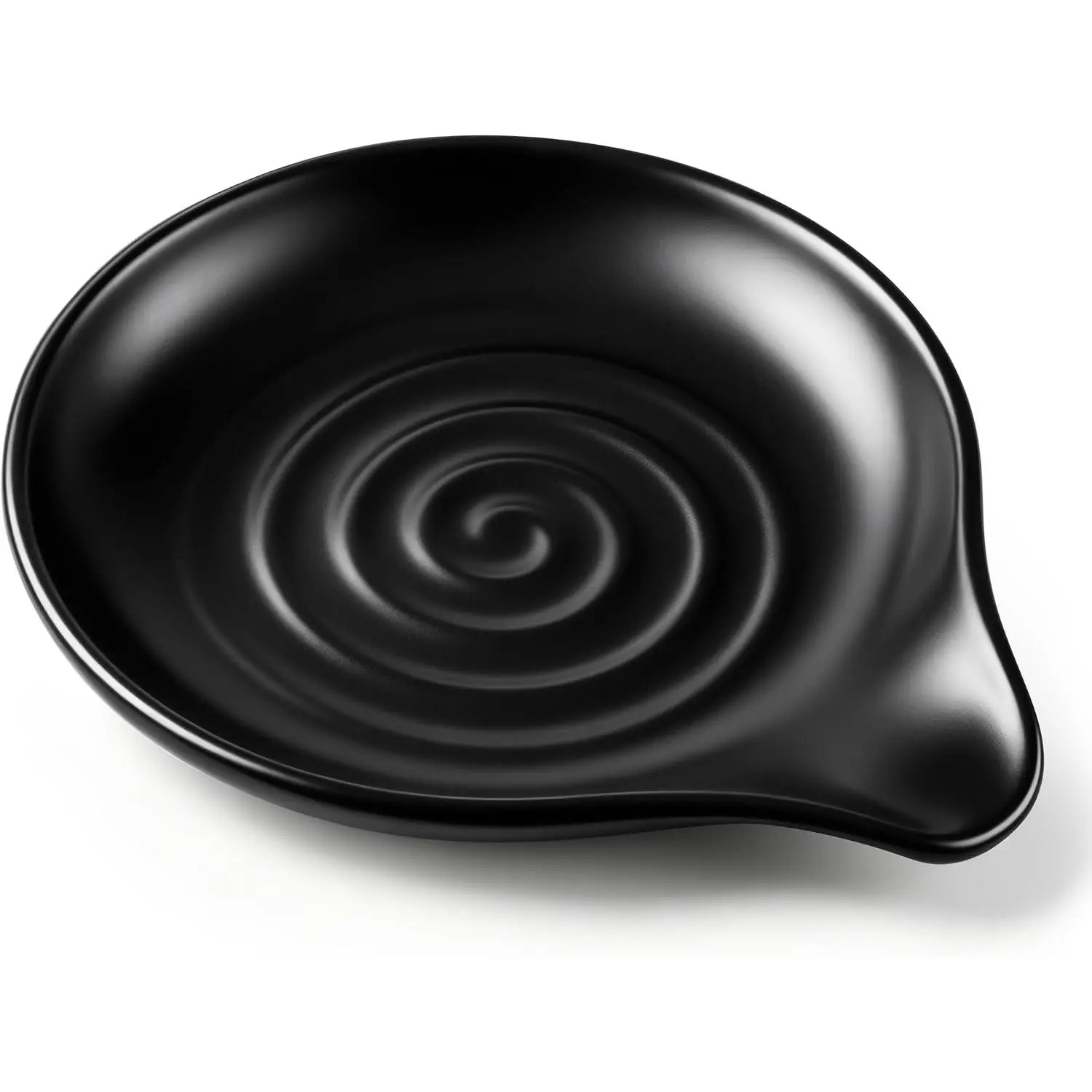 Matte Black Ceramic Teardrop Tableware Spoon Rest - 5 in Heat-Resistant Stackable Utensil Holder, Dishwasher Safe, Fits Ladles/Spatulas, for Stove Top, Kitchen/Bathroom Counters