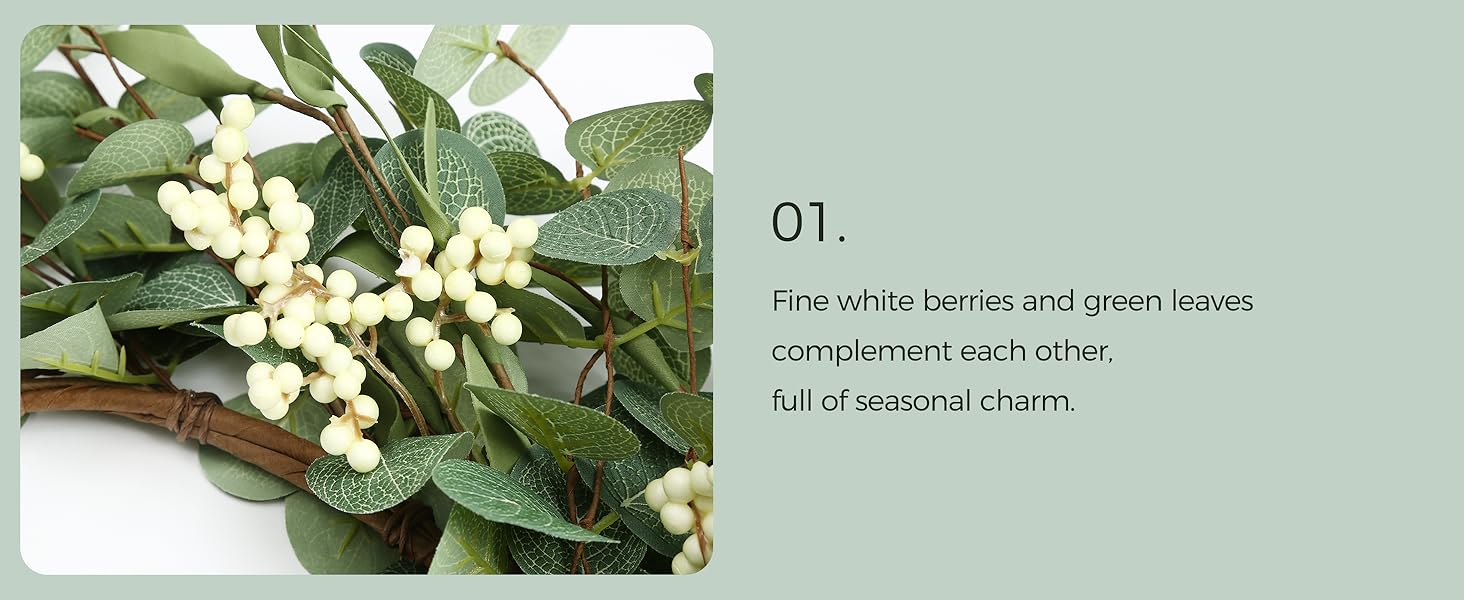 Pinkpum 2 Pack Wreaths for Front Door 20'' Christmas Eucalyptus Wreath, Spring Summer Door Green Wreath for Home Porch Window Wall Farmhouse Home Decor Indoor Outdoor Summer All Seasons