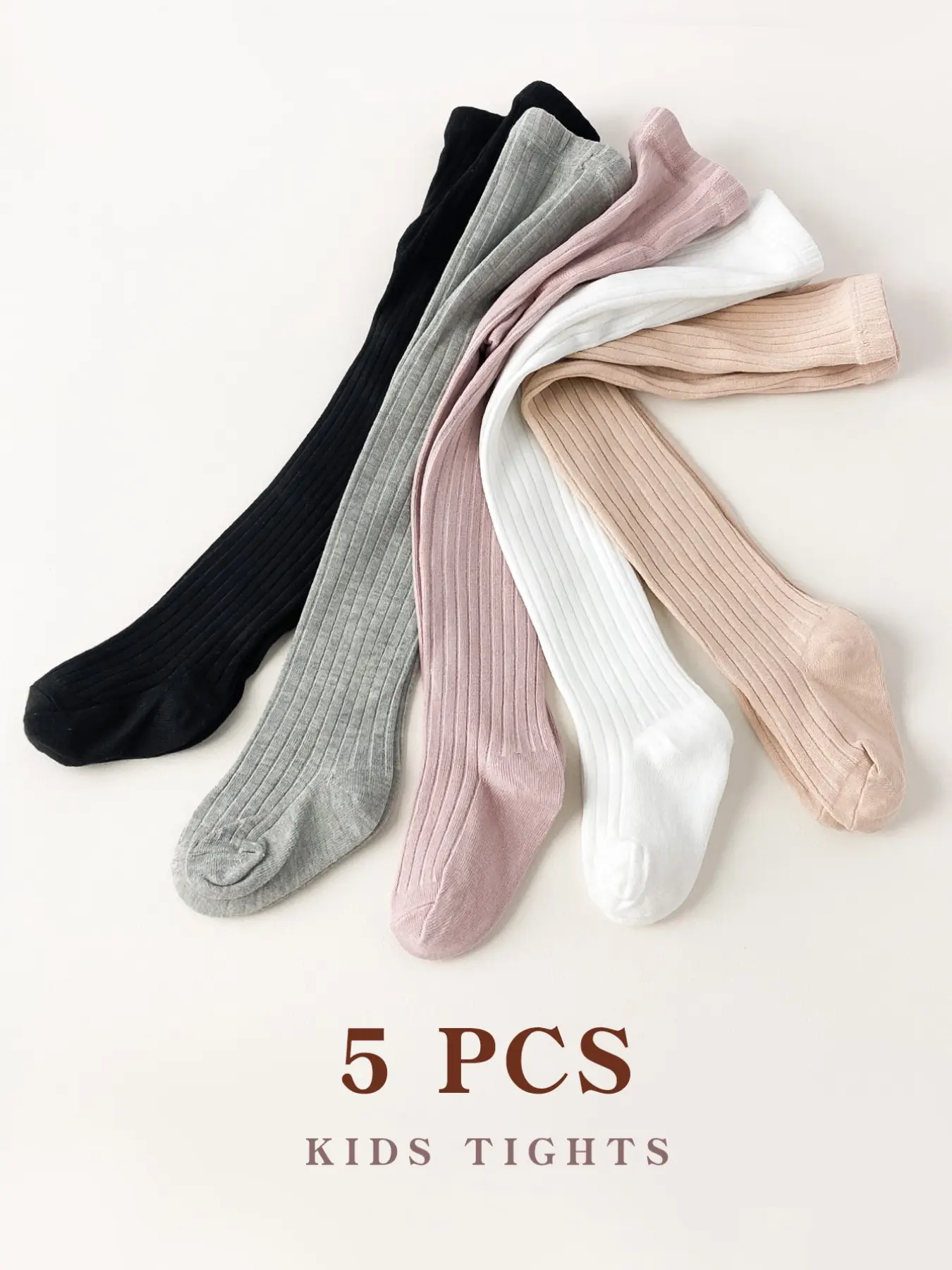 5 PCS baby toddler leggings Children's Lightweight Solid Color Tights in Simple Style for Baby Girls in Spring & Autumn Seasons