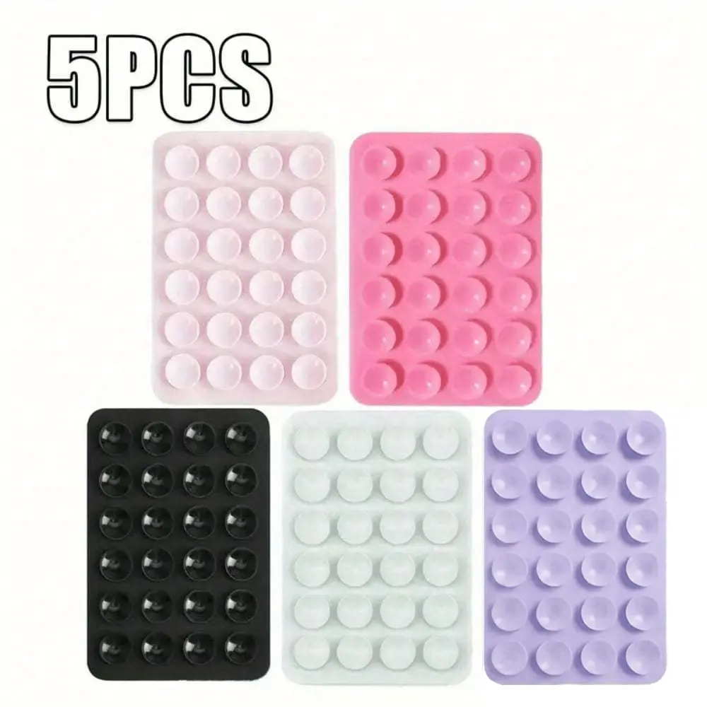 5 Pack Silicone Suction Cup Phone Sticker Strong Grip Reusable Washable Adhesive Stick to Smooth Surfaces Universal Phone Holder Compatible with All Phone Models and Cases