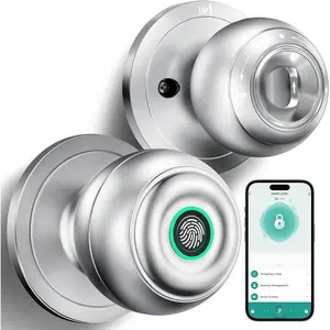 Fingerprint Door Lock,  Fingerprint Door Knob with Lock, Biometric Door Locks with App Control & Key, Keyless Thumbprint Entry Door Locks for Bedroom, Front Door, , Apartment-