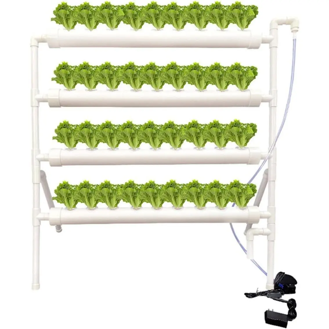 36-Pod Hydroponic  Growing System – PVC Vertical Soilless Indoor/Outdoor Garden Kit | White Tower with 36 Baskets, Sponges, AU/ Plug & Soft Tube | Ideal for  Gardening