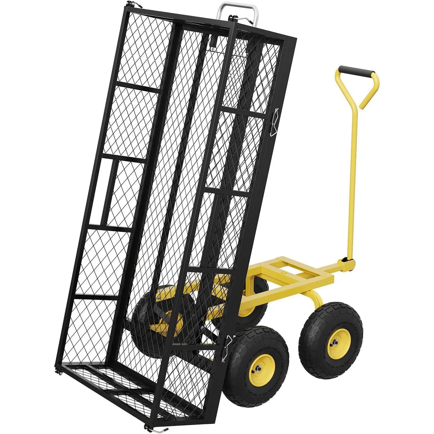 Gaomon 900 LBS Garden Dump Cart with Removable Sidewalls, Heavy Duty Steel Dump Wagon with 180° Swivel Handle & 10 in Tires, Yard Cart Utility Wheelbarrow for Backyard Farm