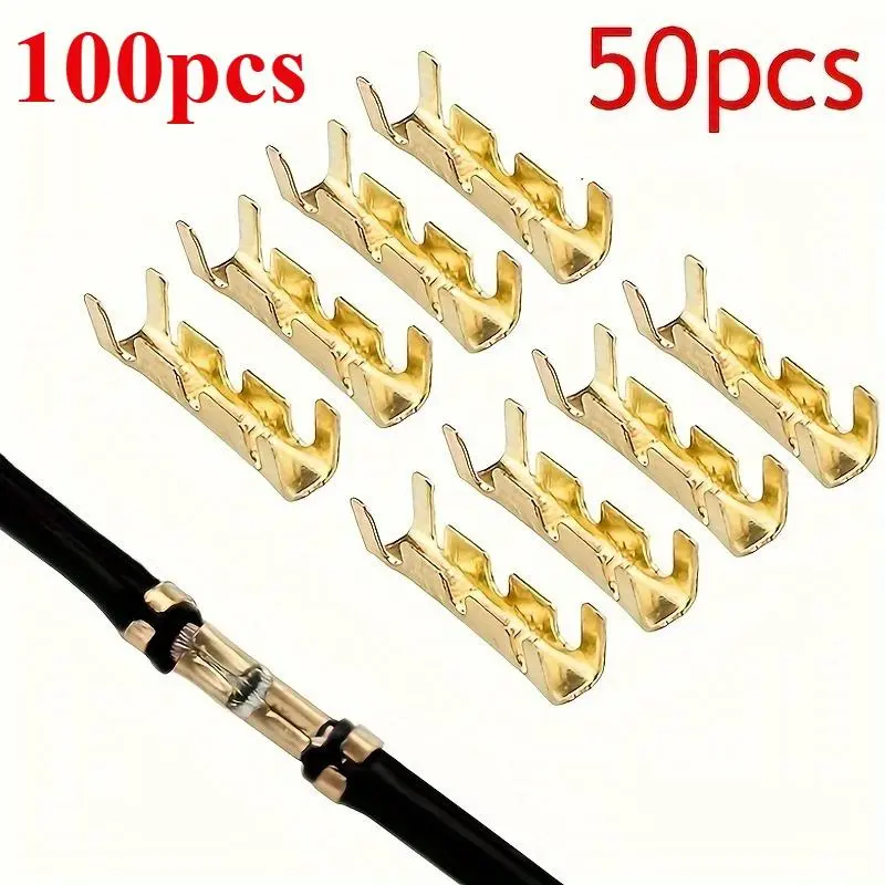 50pcs, U Shape Copper Ring Terminals Crimp Assortment Kit, Non-Insulated Cable Wire Spade Electric Butt Connector Set Wire Terminal Connectors For Machinery, Electricity, Automotive