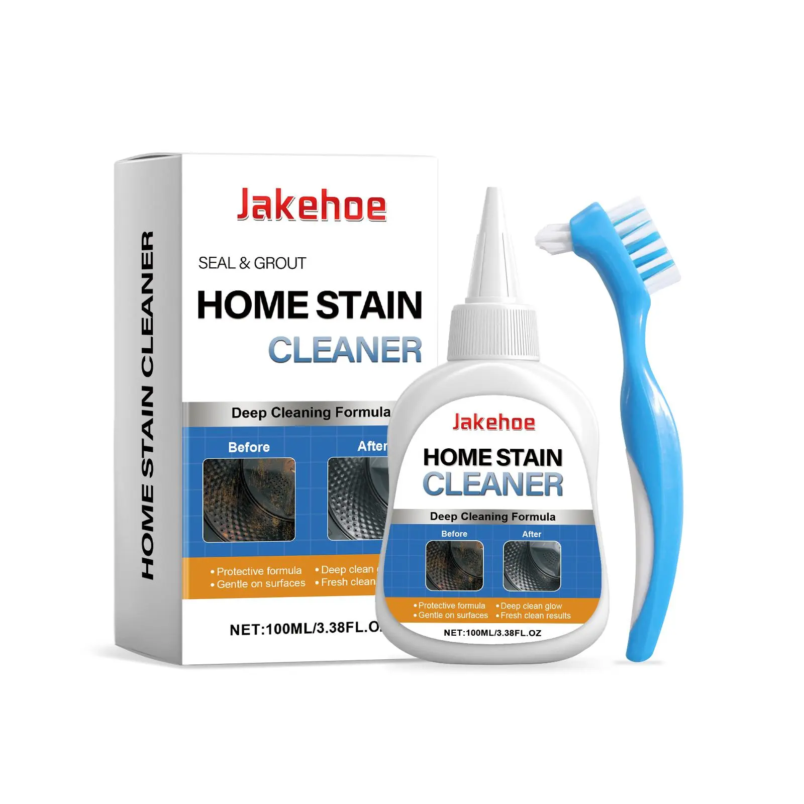 Household Cleaning Miracle Mold Remover Gel with Scrub Brush, 7oz – Effective for Shower Caulk, Tile, Washer Seals
