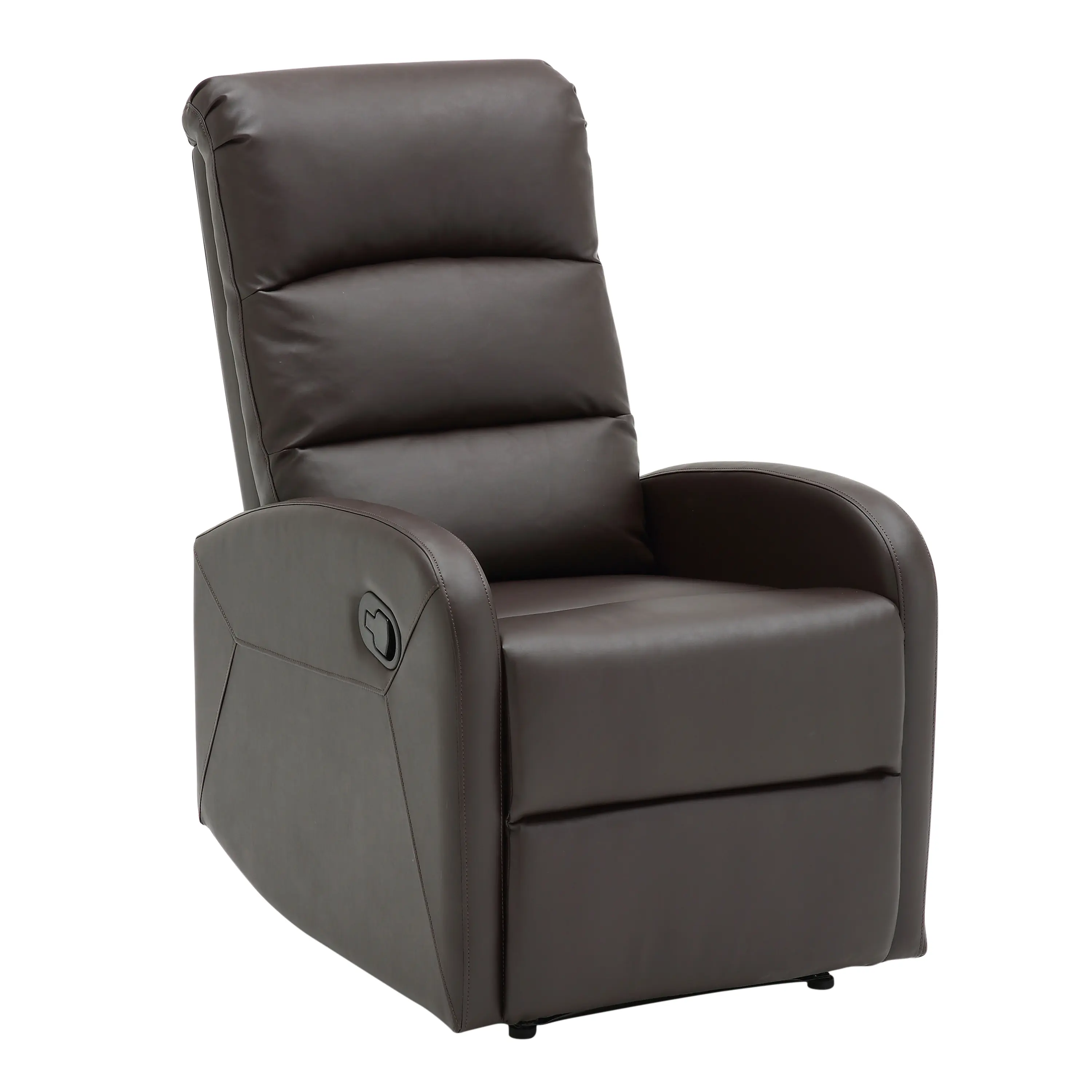 ARCH Contemporary Recliner Chair in Brown Faux Leather for Living Room, Home Theater, Bedroom, Office, Lounge, Reading, Relaxation, Single Seater, Modern Upholstered Reclining Armchair with Footrest, Sturdy Frame, Easy Clean, Indoor Use