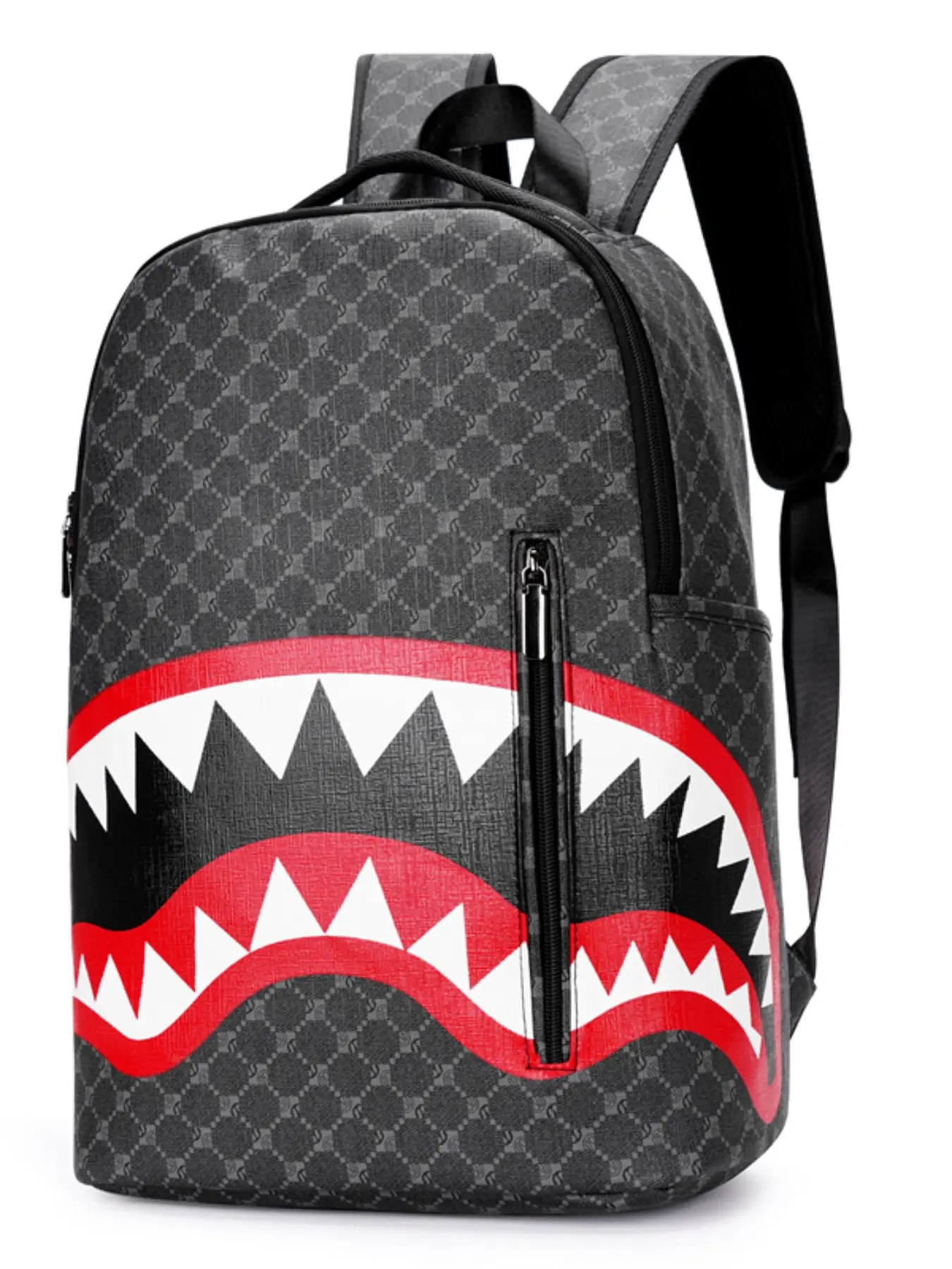 Fashionable Shark Pattern Backpack, Casual Large Capacity Backpack for Men, Business Style Travel Backpack for Daily Use, Casual Daypack