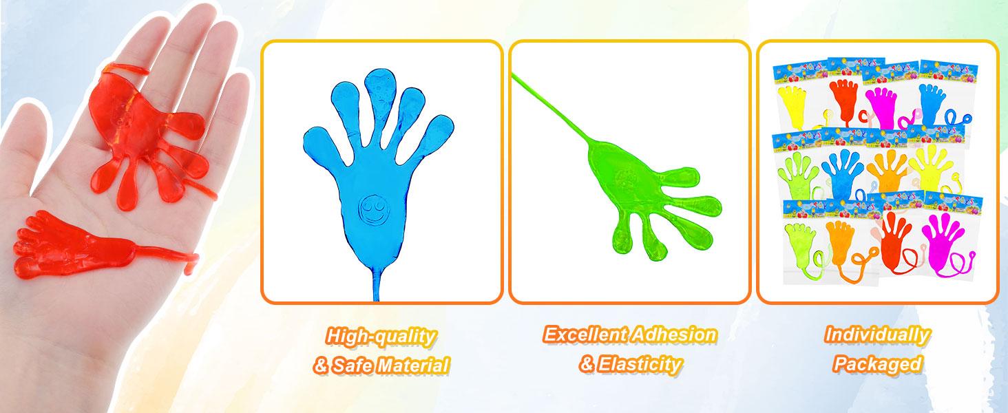 50-Pack Sticky Hands Toy Party Favors |       Perfect for Kids Goodie Bags, Classroom Valentines, Birthday Student Gifts, and Party Supplies Stuffers