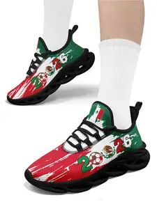 Men's Mexico 2026 Soccer Print Lace-Up Low Top Sports Shoes, Classic Lightweight Sneakers, Comfortable Running Shoes, Walking Shoes, Breathable Plus Size