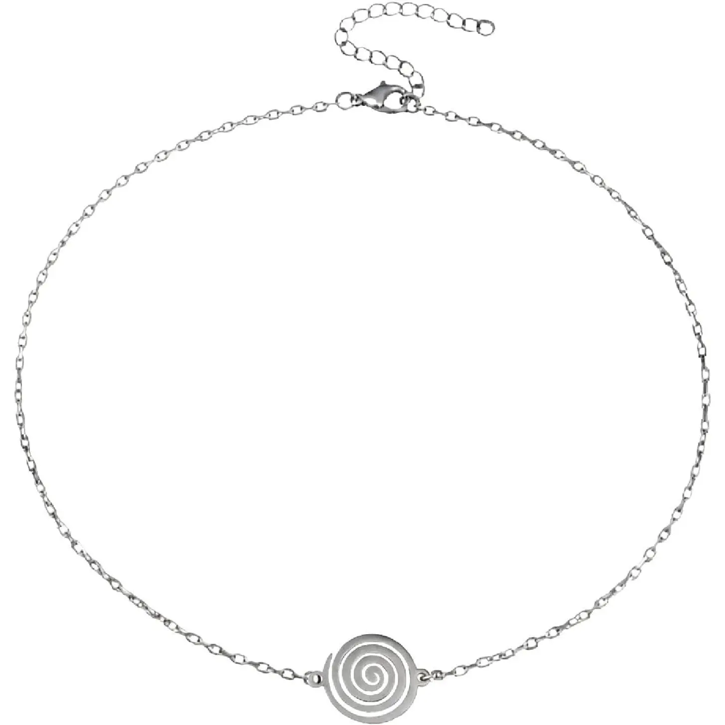 Spiral of Life Stainless Steel Choker Necklace for Women | , Minimal Dainty Layering Necklace, Adjustable Length 14-16 Inches
