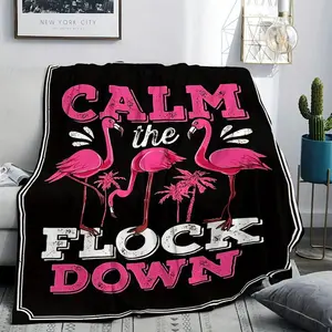 CALM THE FLOCK DOWN Flamingo Blanket | Cozy Soft Flamingo Throw Blanket for Couch, Bed, Office & Picnic - Cute Pink Flamingo Gift for Her, Tropical Vibe Home Decor & Warm Fleece Blanket for Summer Nights & Chilly Days